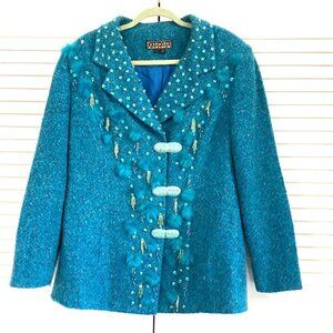DONNA VINCI Couture Blazer Jacket Beaded Embellished Coat